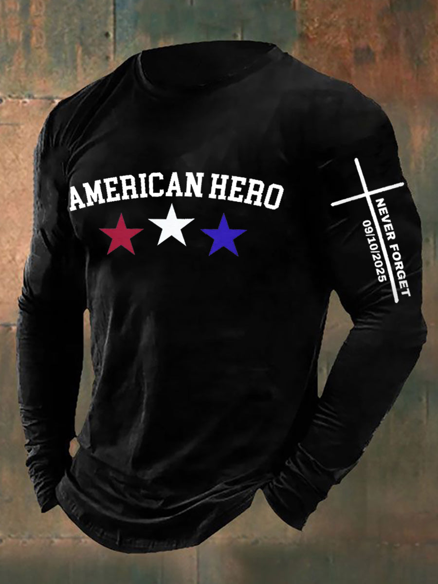  RIP American Hero We Never Forget Long Sleeve T-shirt Charlie Kirk Merch Store