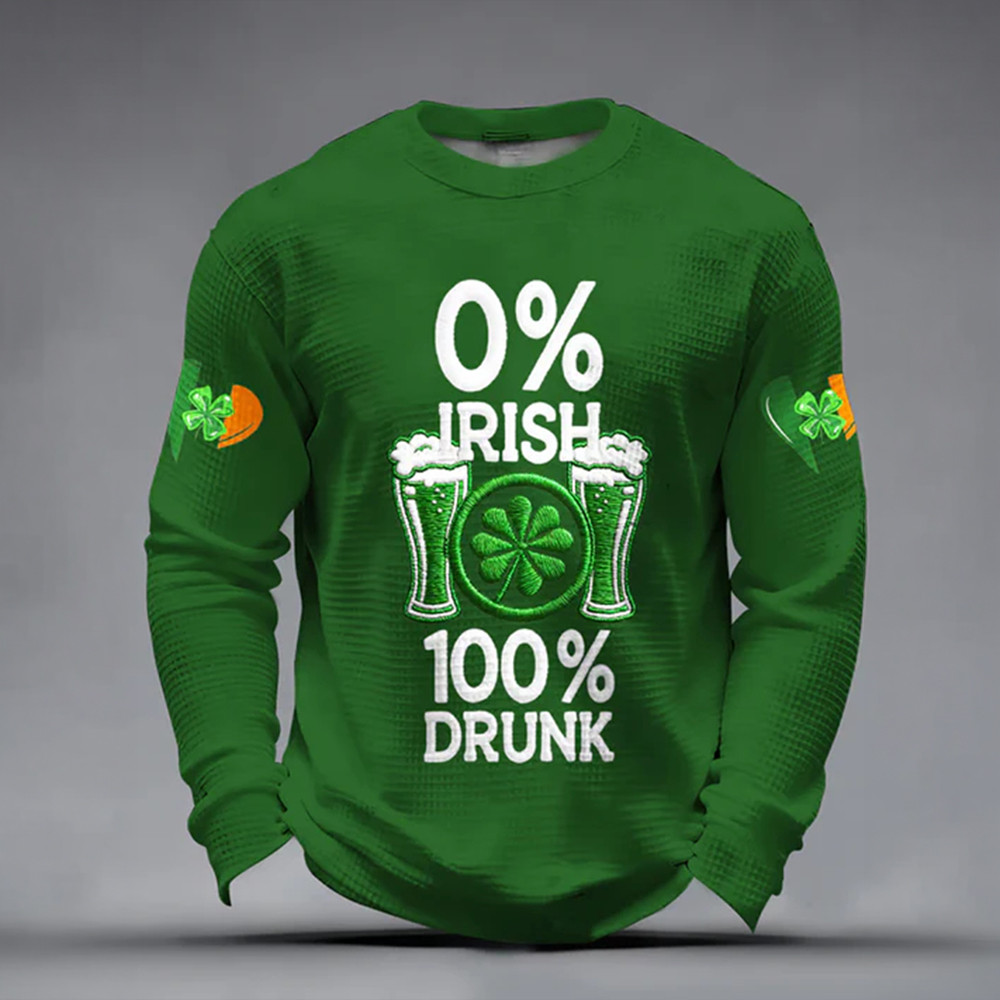 0 Irish 100 Drunk St Paddys Day Long Sleeve Shirt St Patrick Of Ireland Apparel Holiday Gift