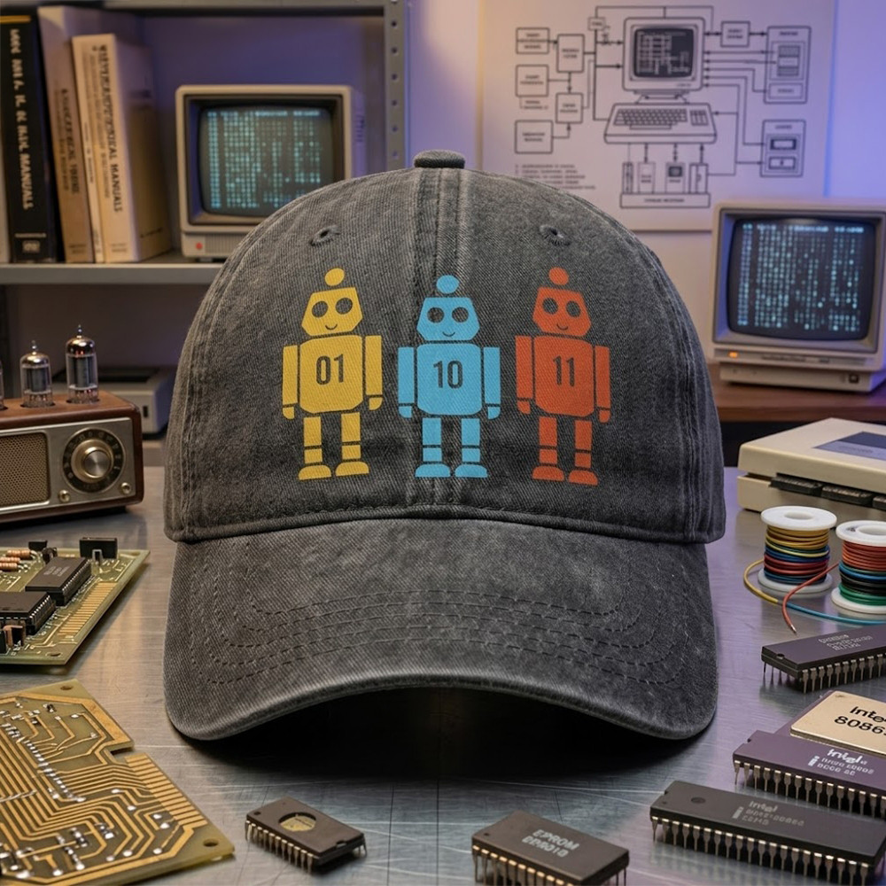 01 10 11 Robot Hat Binary Robots 01 10 11 Baseball Cap Streetwear Gift For Boyfriend