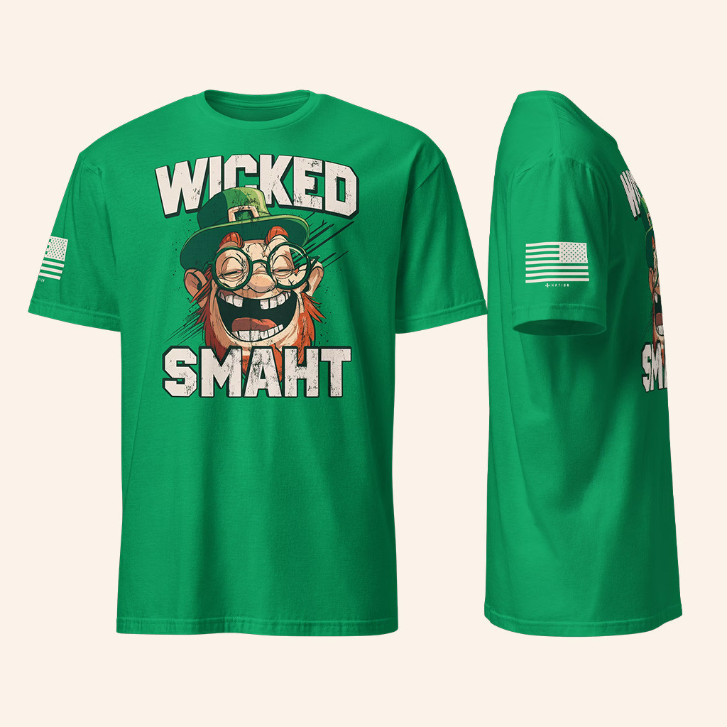 1 Nation Design Merch Wicked Smaht T-Shirt St Patrick's Day Merch Gifts For Friends