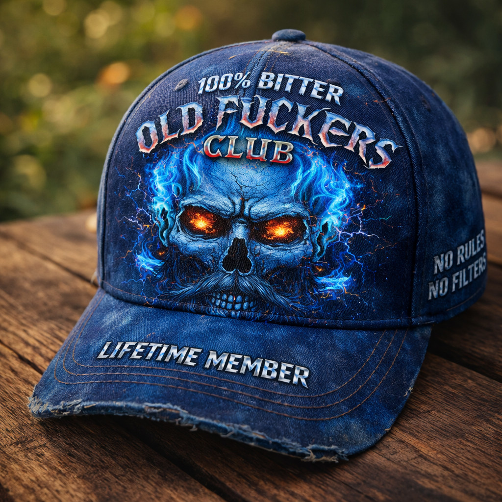 100 Bitter Old Fuckers Club Hat Lifetime Member Patriotic Skull Baseball Cap