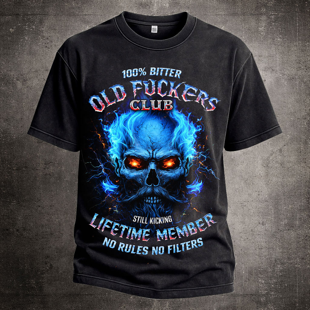 100 Bitter Old Fuckers Club T-Shirt Patriotic Skull Clothes Veteran Gift For Husband