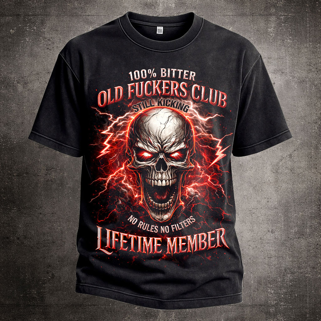 100 Bitter Old Fuckers Club T-Shirt Patriotic Skull Clothes Veteran Gift Ideas