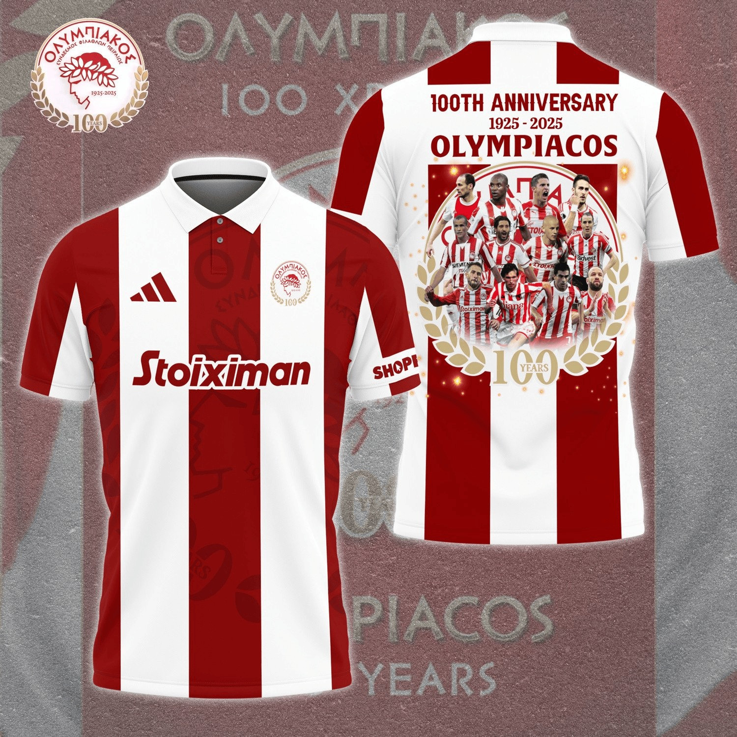 100th Anniversary 1925 2025 Olympiacos 100 Years Polo Shirt Presents For Football Lovers