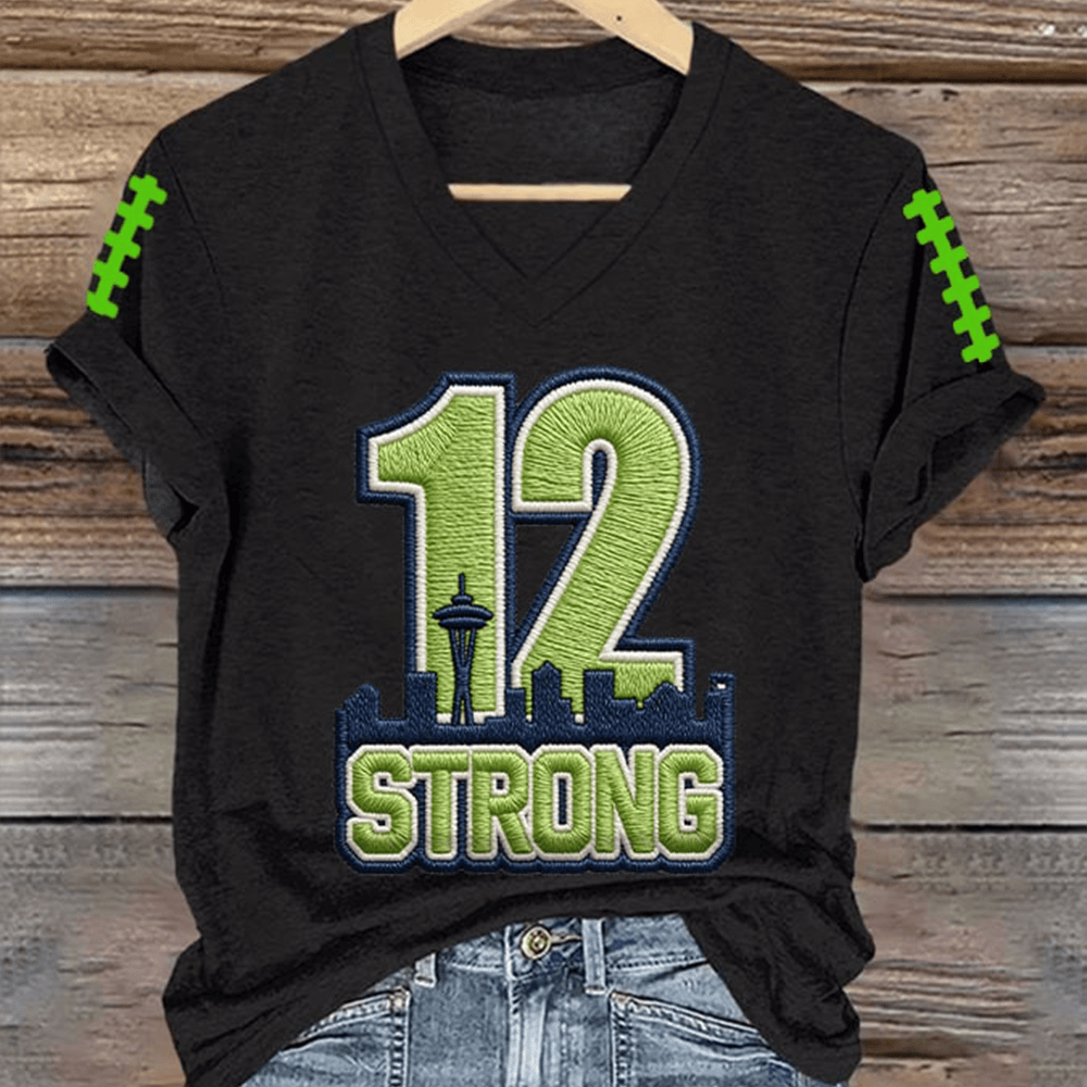12 Strong Seattle Seahawks V-Neck Shirt Game Day Seattle Seahawks Clothes