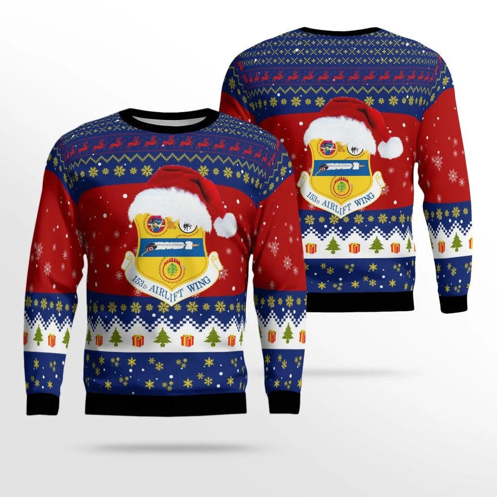 153D Airlift Wing Wyoming Air National Guard Christmas AOP Ugly Sweater Xmas Unisex Sweater Christmas Gifts for Men Women