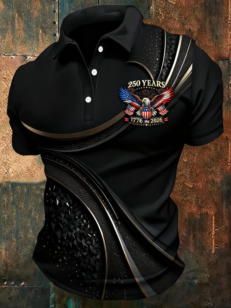 1776 2026 250 Years Of Independence Polo Shirt Bald Eagle Patriot Commemorative Gift For Dad
