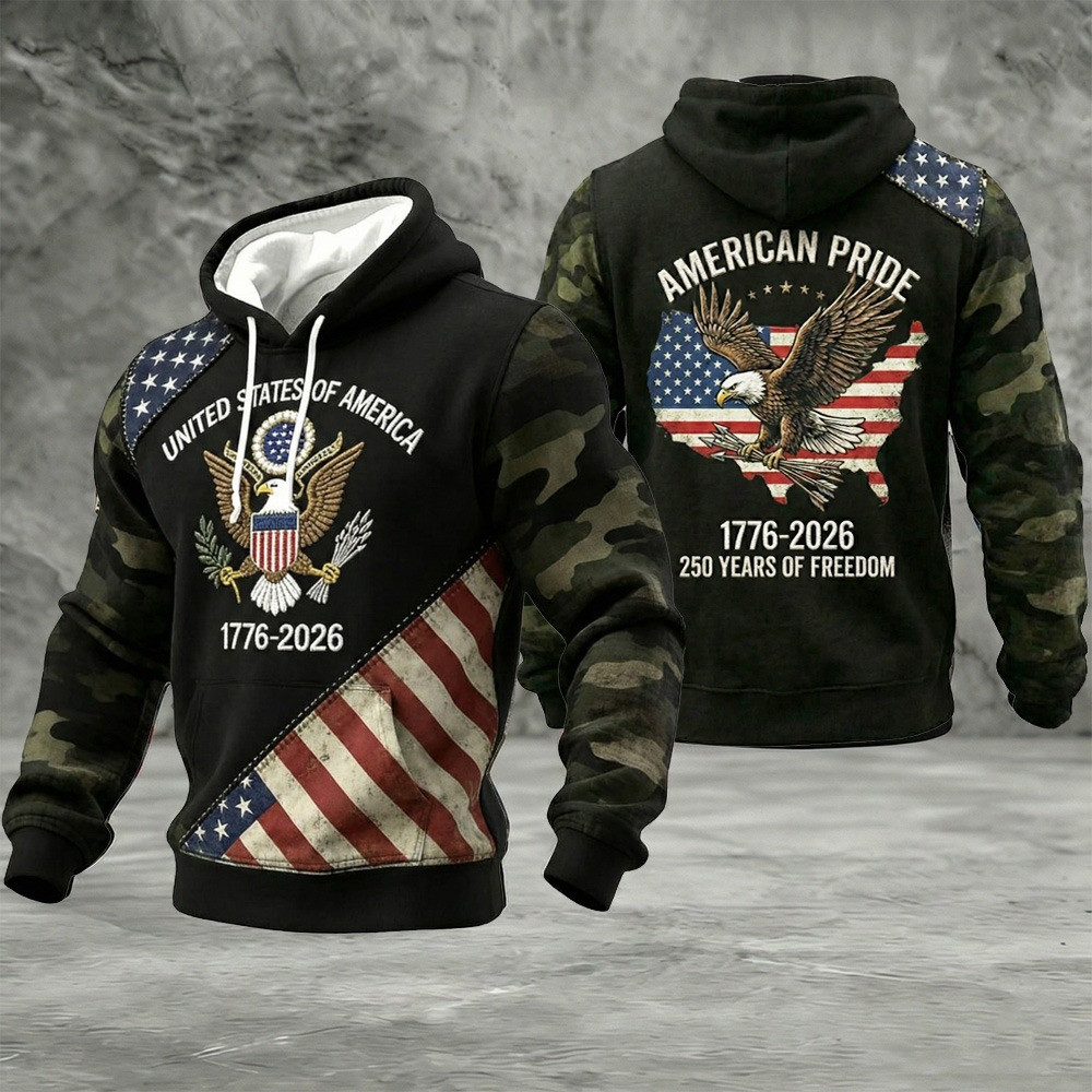 1776 2026 250th Anniversary American Pride Camo Hoodie 250 Years Of Freedom Best Patriotic Gift