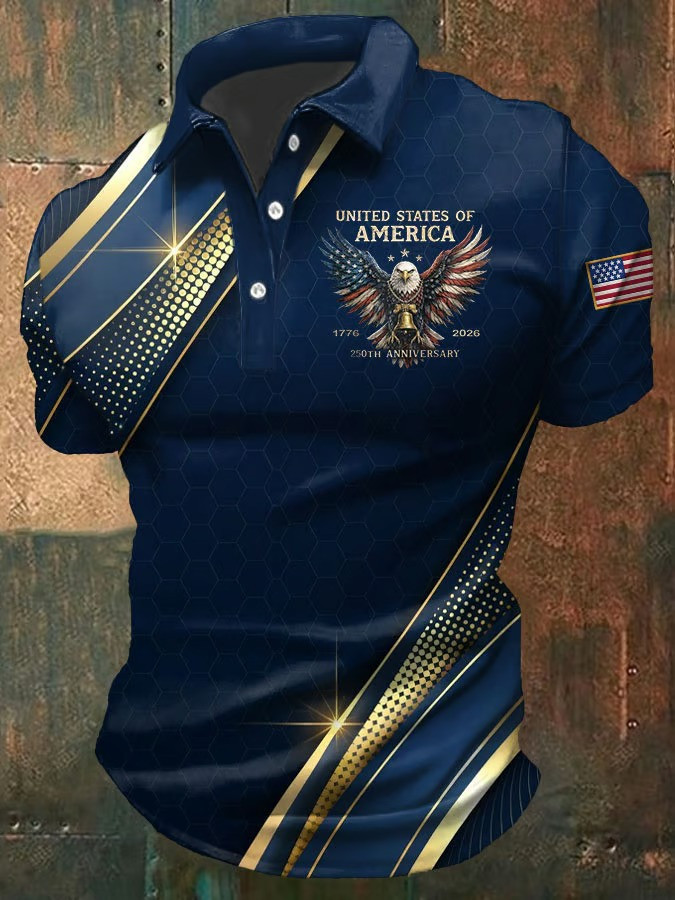 1776 2026 250th Anniversary Bald Eagle Polo Shirt Patriotic Apparel Gift For Americans