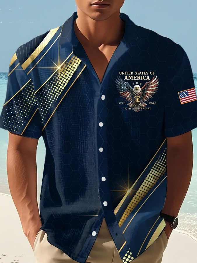 1776 2026 250th Anniversary Eagle Hawaiian Shirt Patriotic USA Gift For American Independence