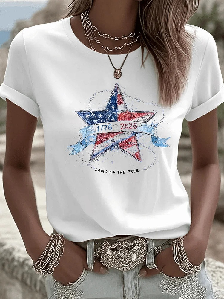 1776 2026 250th Anniversary Land Of The Free T-Shirt Patriotic Graphic Tees Women Gift