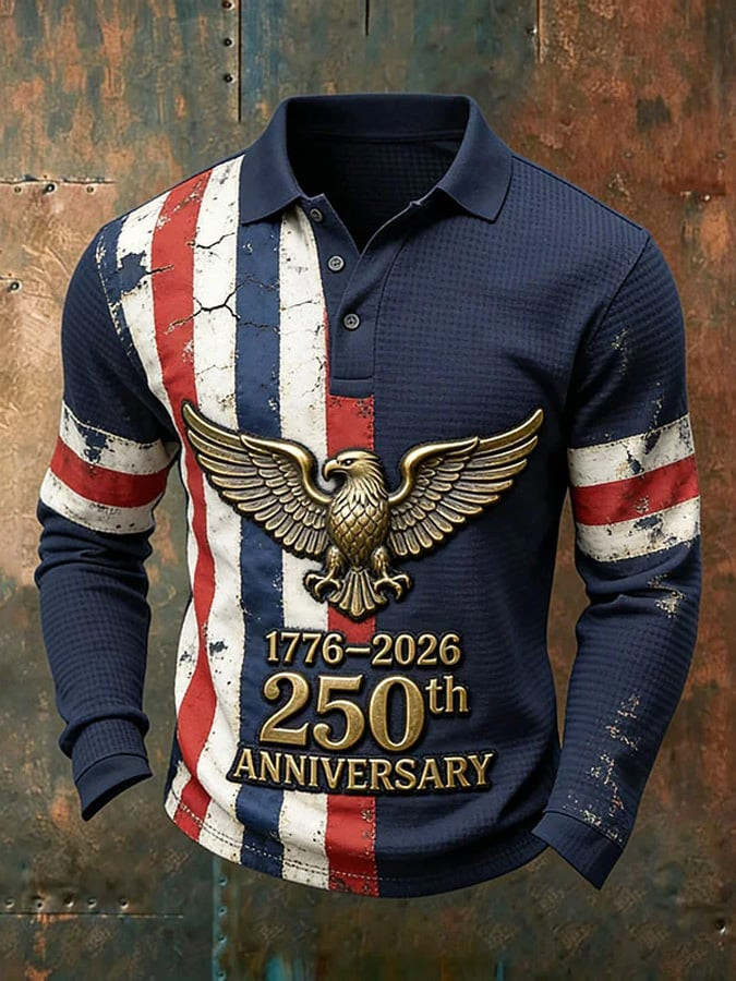 1776 2026 250th Anniversary Long Sleeve Polo Shirt Independence Day Apparel Patriotic Gifts 1776 2026 250th Anniversary Long Sleeve Polo Shirt Independence Day Apparel Patriotic Gifts
