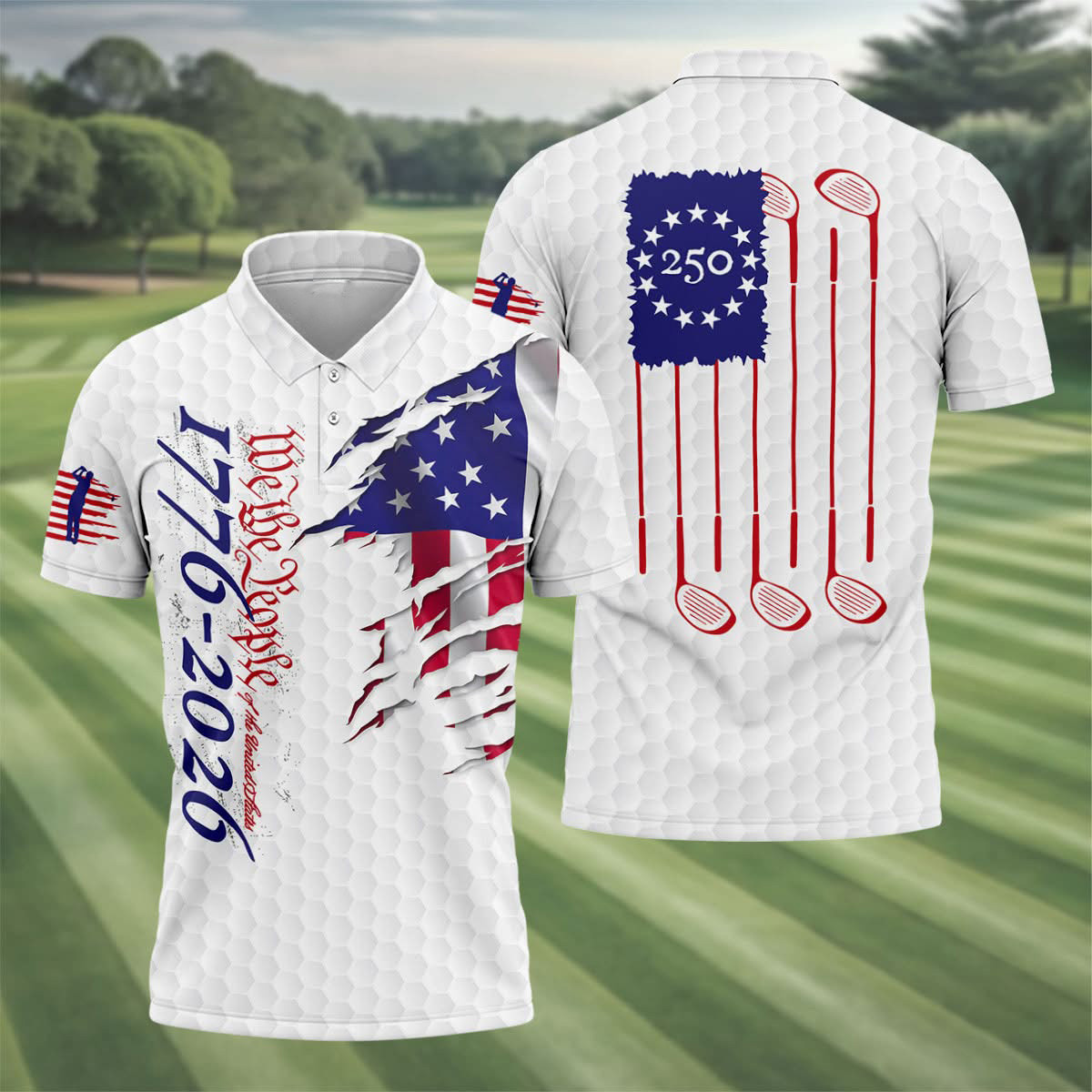 1776 2026 250th Anniversary Polo Shirt Patriotic Golf Apparel Gift For America Fans