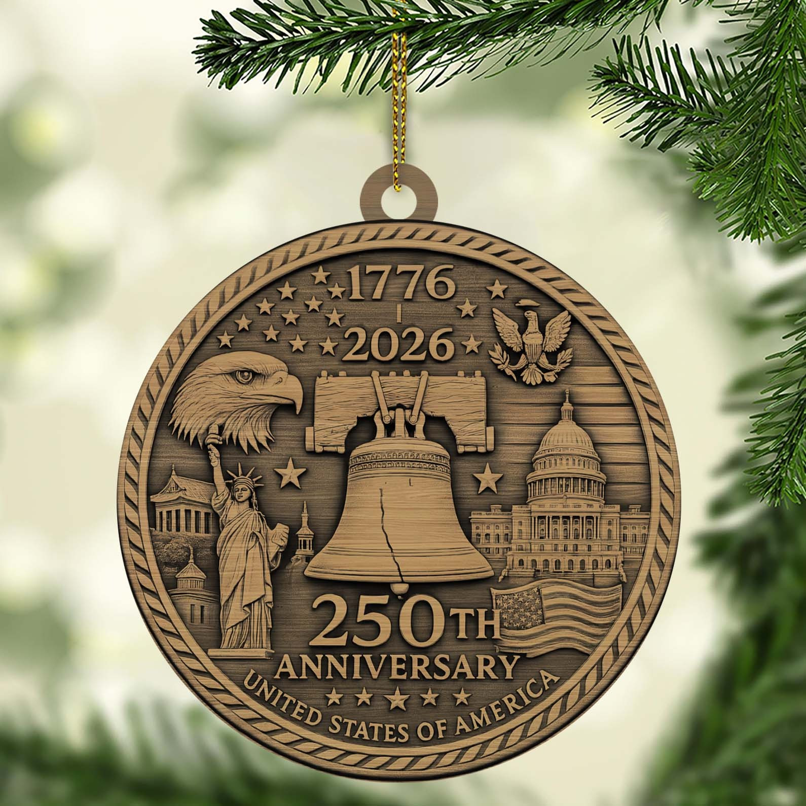 1776 2026 250th Anniversary United States Of America Ornament Patriotic Christmas Ornaments