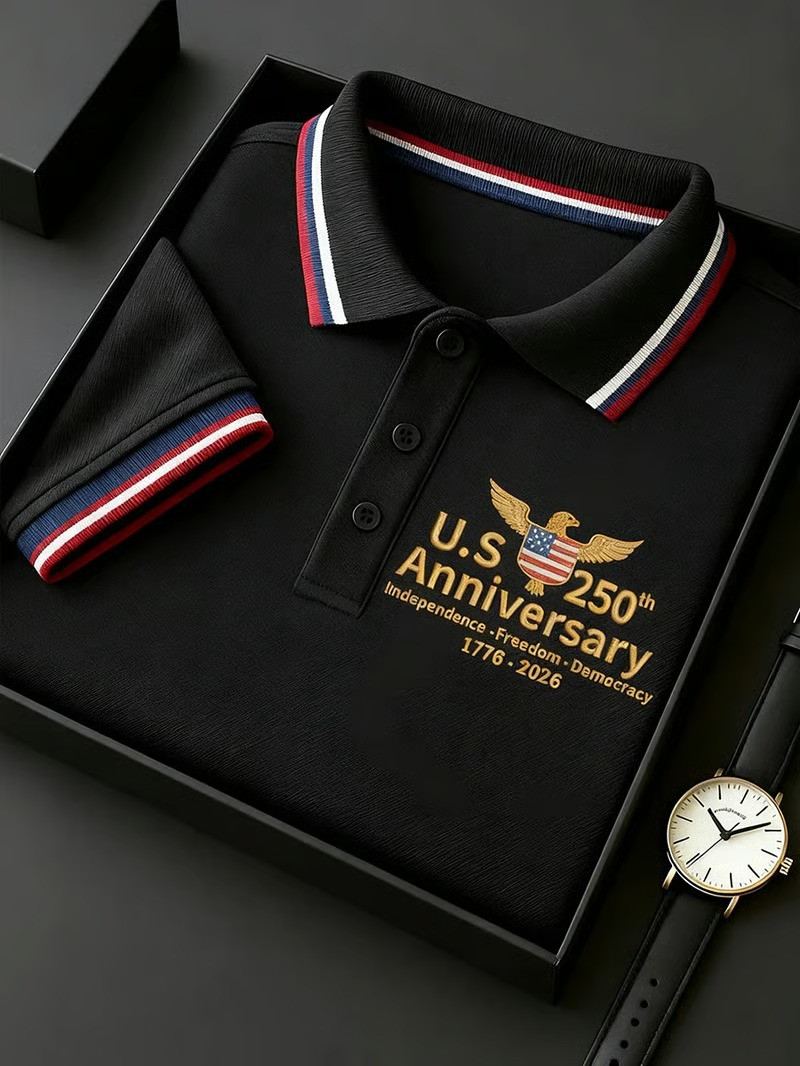 1776 2026 250th Anniversary USA Independence Freedom Democracy Polo Shirt Patriotic Gift For Dad