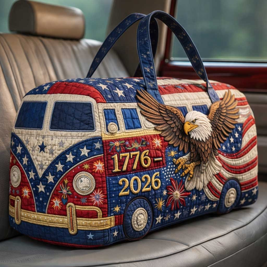 1776 2026 250th Anniversary USA Quilted Duffle Bag American Eagle Patriotic Gift For Independence Fans
