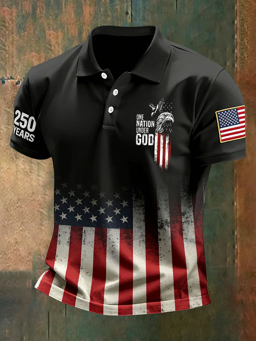 1776 2026 250th Anniversary Vintage Polo Shirt American Flag Distressed Top Best Patriotic Gift Ideas