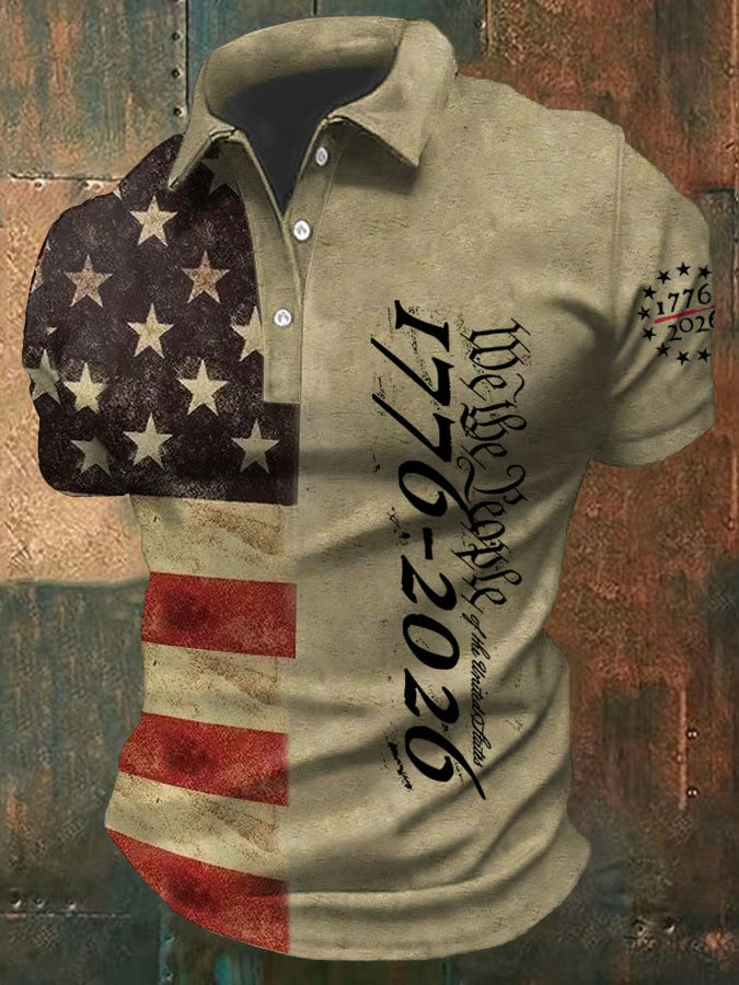 1776 2026 250th Anniversary We The People Vintage Polo Shirt Patriotic Independence Day Gift For Dad