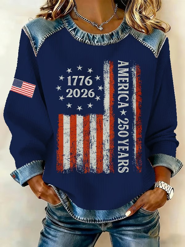 1776 2026 America 250 Years Patriotic Sweatshirt USA Independence Vintage Gift For Mom Gift For Her