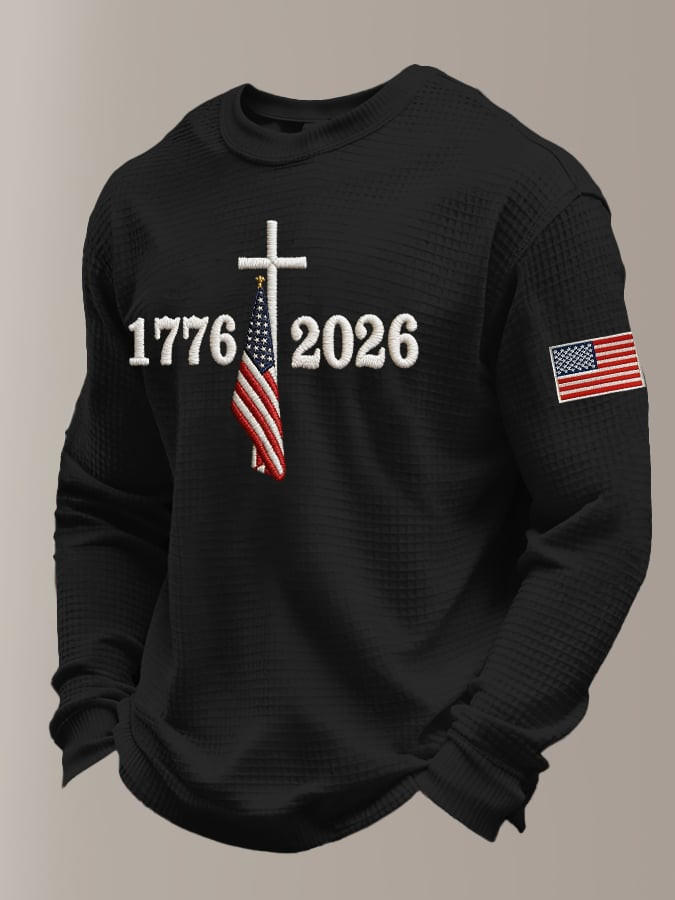 1776 2026 America 250th Anniversary Long Sleeve Shirt Faith Cross USA Flag Patriotic Merch