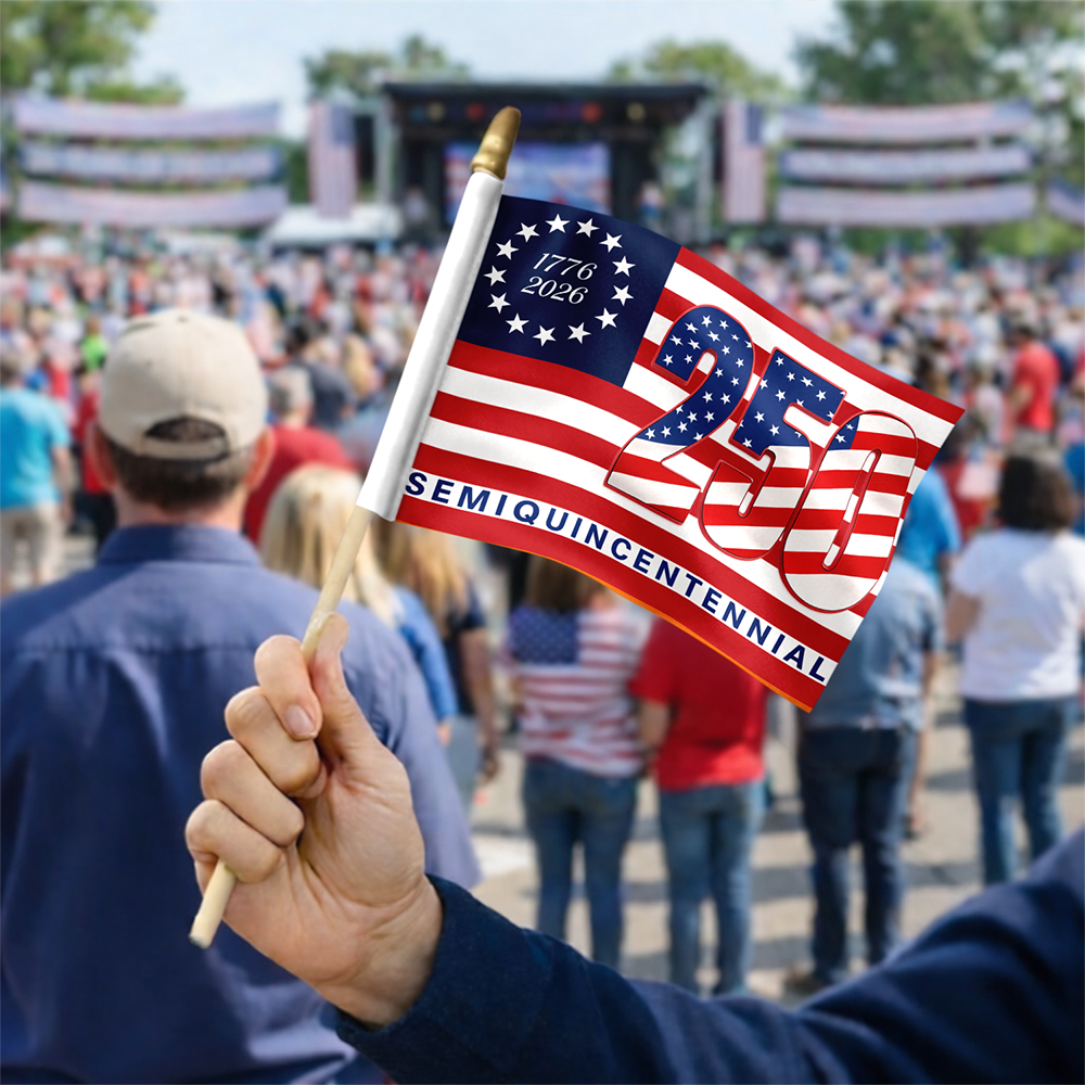 1776 2026 America 250th Semiquincentennial Hand Flag Patriotic Flag Gift For Patriots