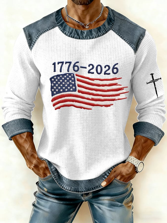 1776 2026 American Flag Faith Sweatshirt In God We Trust Apparel Gift For Him