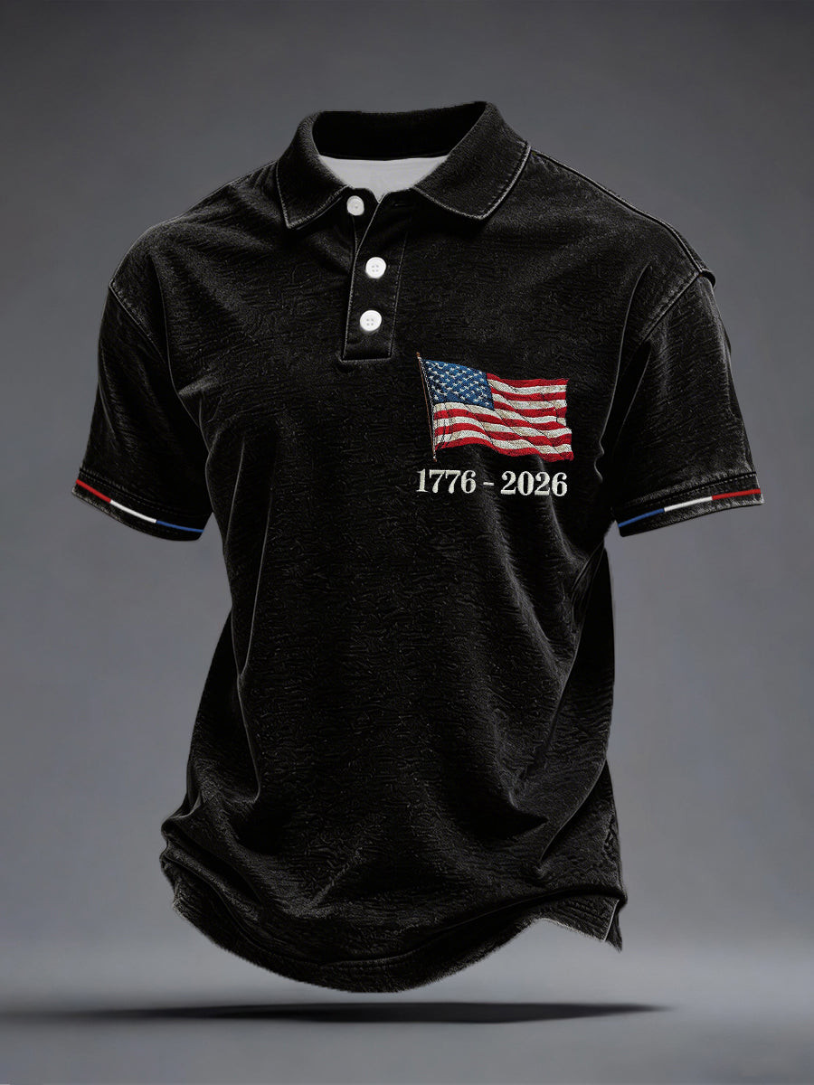 1776 2026 Celebrating USA 250 Golf Polo Shirt Fourth Of July Apparel Patriotic Gifts