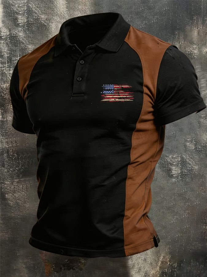 1776 2026 Patriotic American Flag Polo Shirt 250th Anniversary USA Two Tone Vintage Gift For Veterans