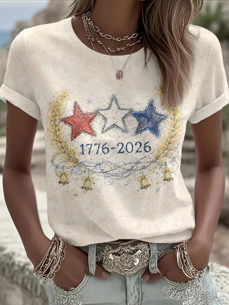 1776 2026 Patriotic American T-Shirt USA Independence Star Clothes Mother Day's Gift Ideas