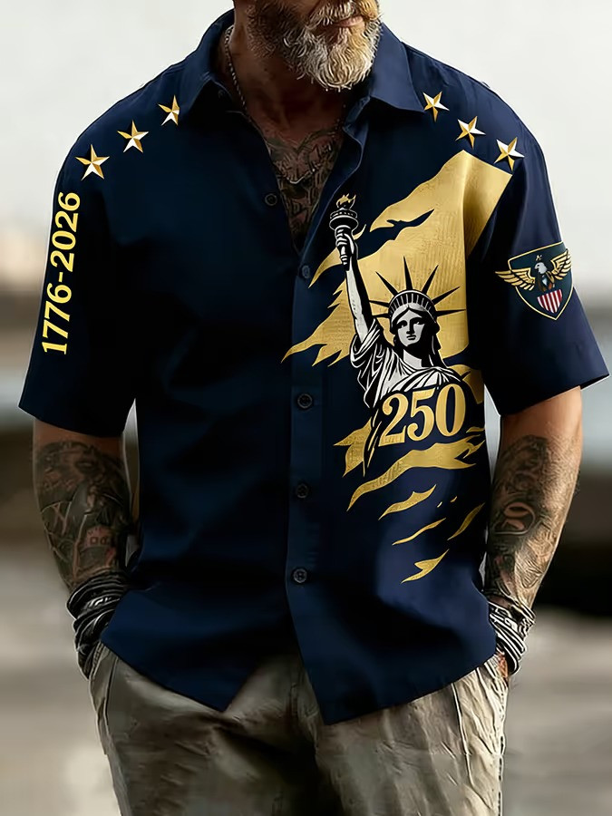 1776 2026 Statue Of Liberty 250 Hawaiian Shirt Patriotic Independence Day Gift For America Lovers