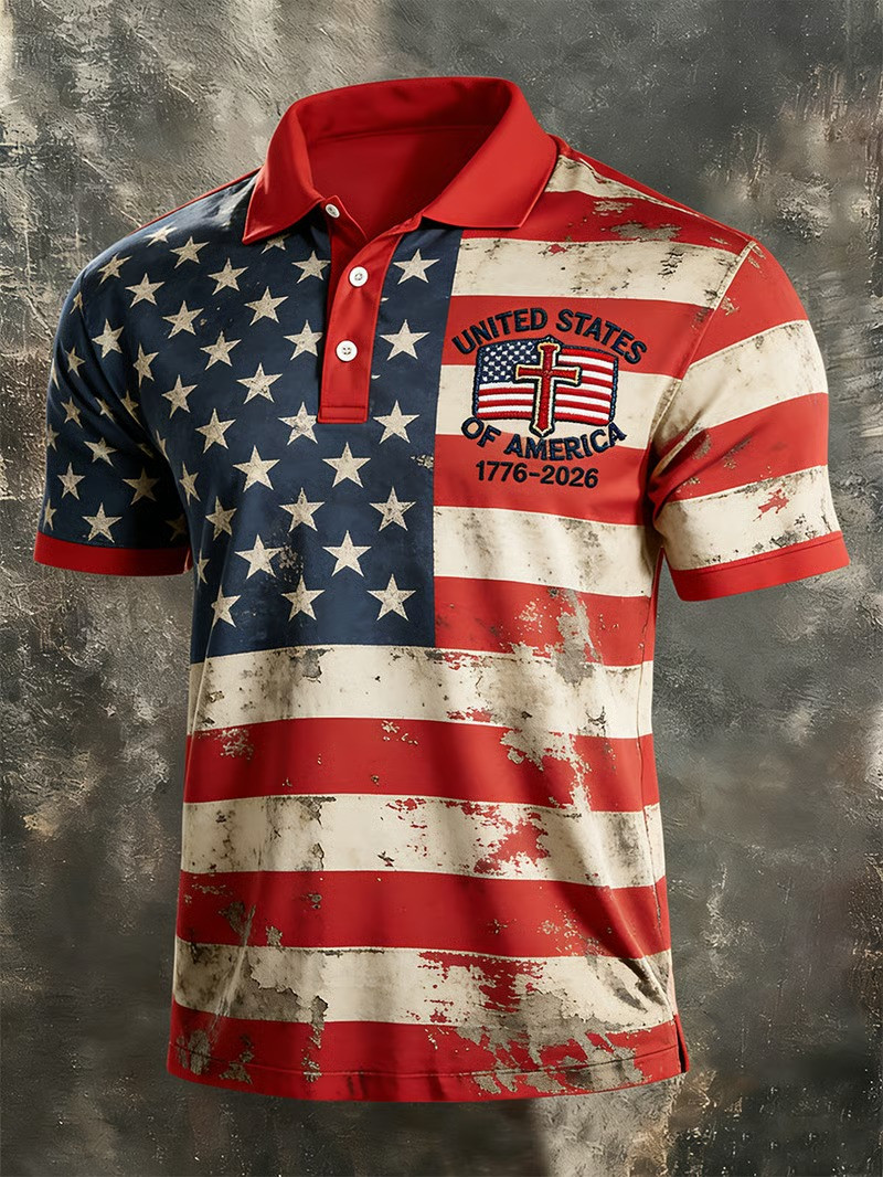 1776 2026 United States Of America Polo Shirt USA 250th Anniversary Apparel Independence Day Shirt