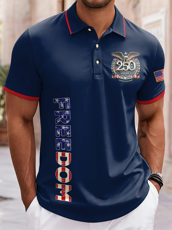 1776 2026 USA 250th Anniversary Polo Shirt American Freedom Patriotic Collar Tee Best Gift For Friends