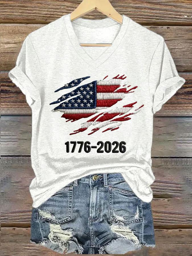 1776 2026 USA 250th Anniversary V-Neck T-Shirt Women's Patriotic Apparel Gifts For Sister 1776 2026 USA 250th Anniversary V-Neck T-Shirt Women's Patriotic Apparel Gifts For Sister