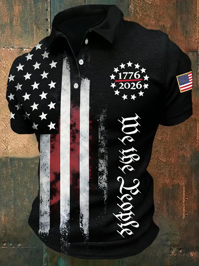 1776 2026 We The People Patriotic Polo Shirt 250th Anniversary USA Commemorative Gift For Veterans