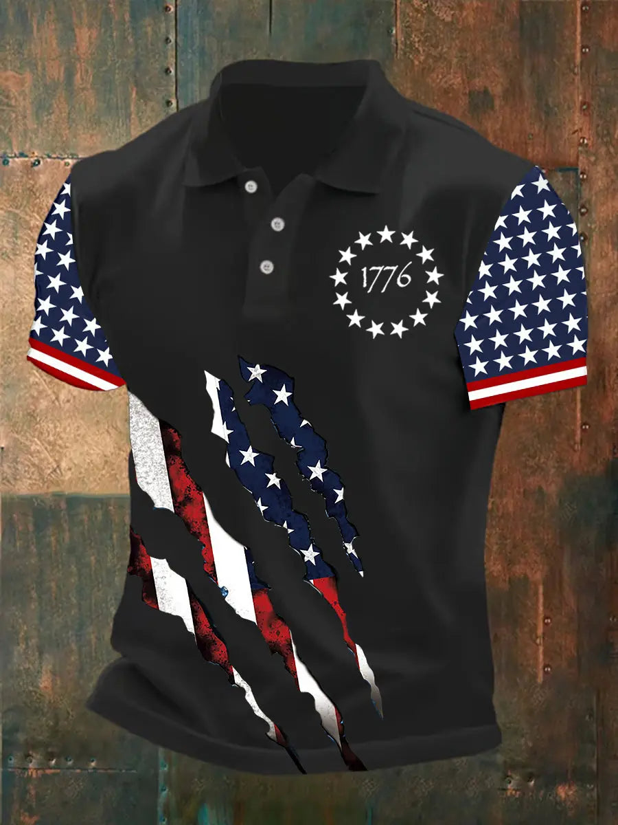 1776 Patriotic USA Flag Polo Shirt Gift for Independence Day Fans