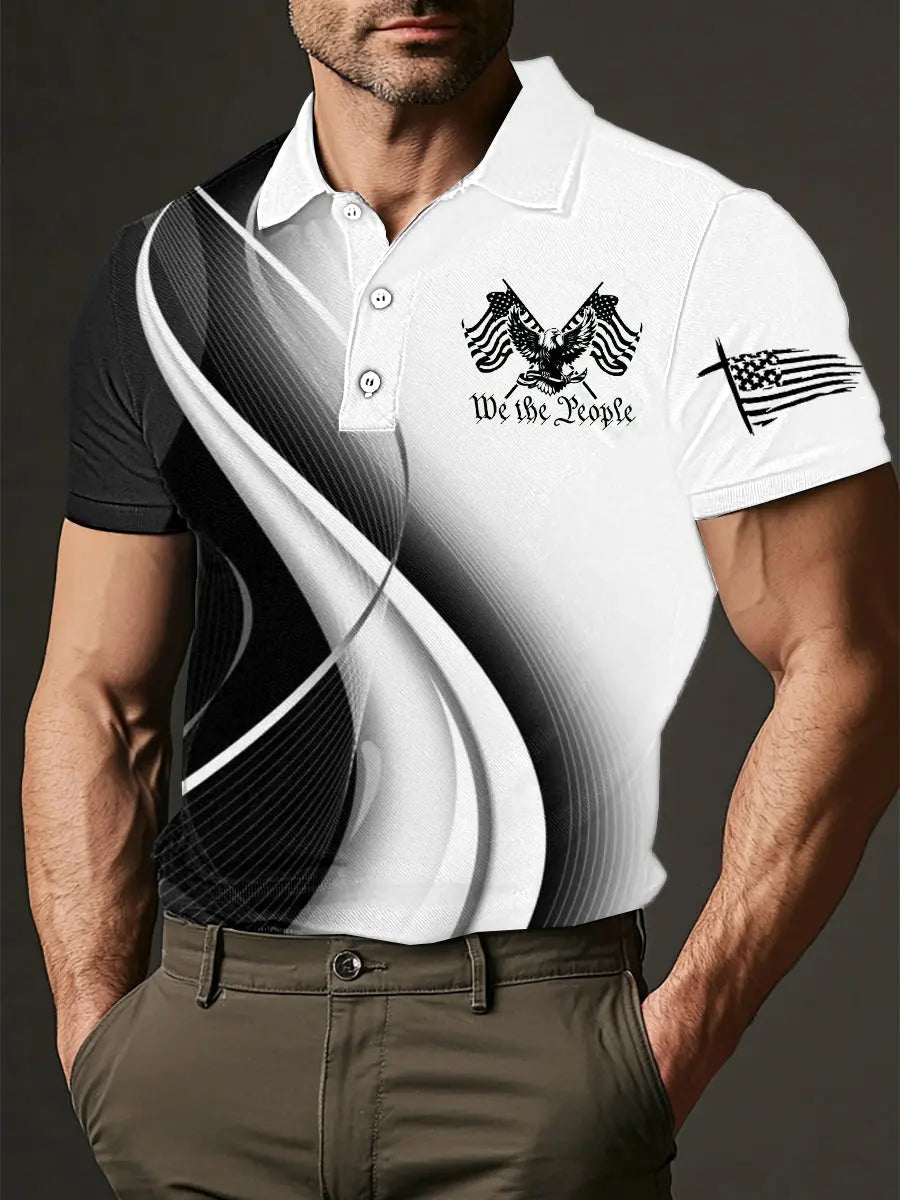 1776 We The People Polo Shirt Patriotic Gift for USA Supporters American Pride Apparel