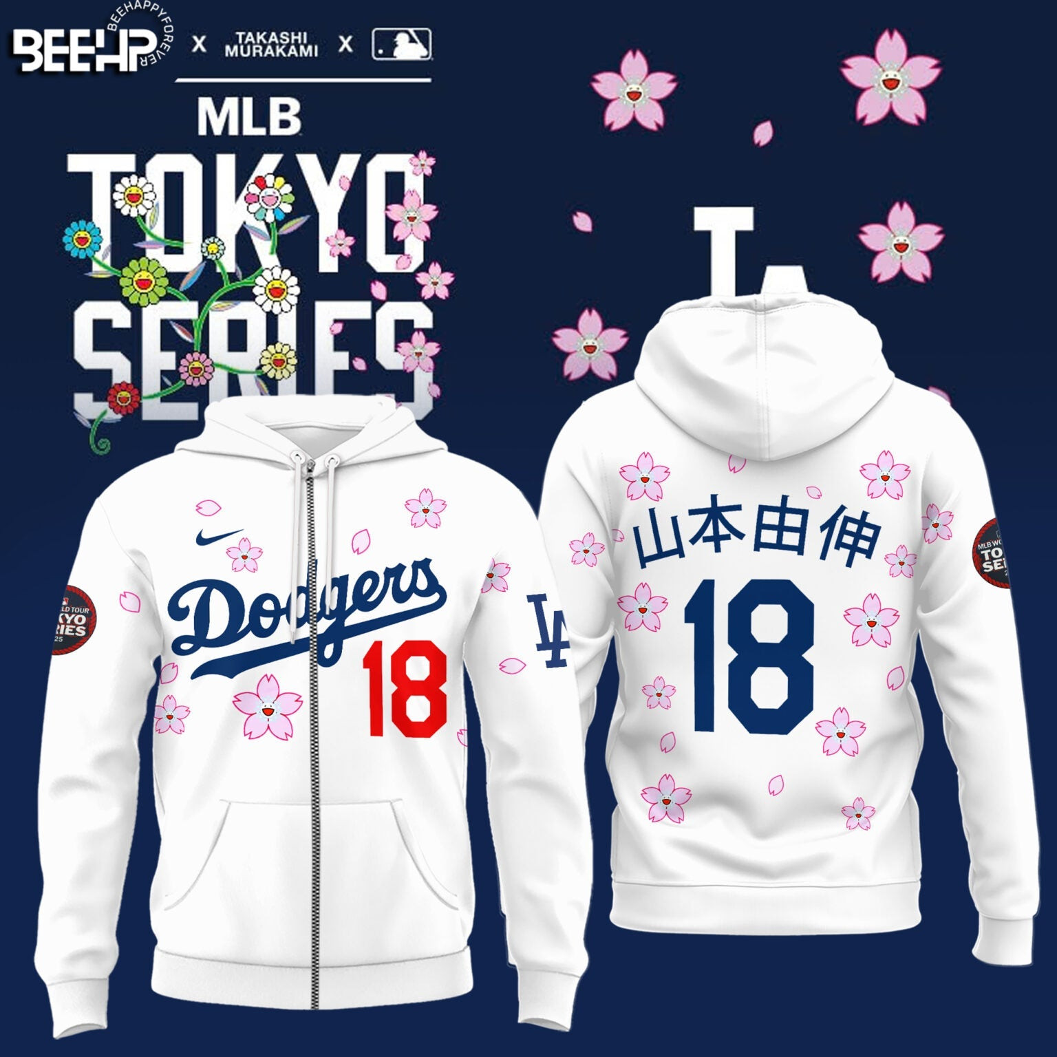 18 Los Angeles Dodgers Takashi Murakami Tokyo Series 2025 Zip Hoodie Gifts For Baseball Fans