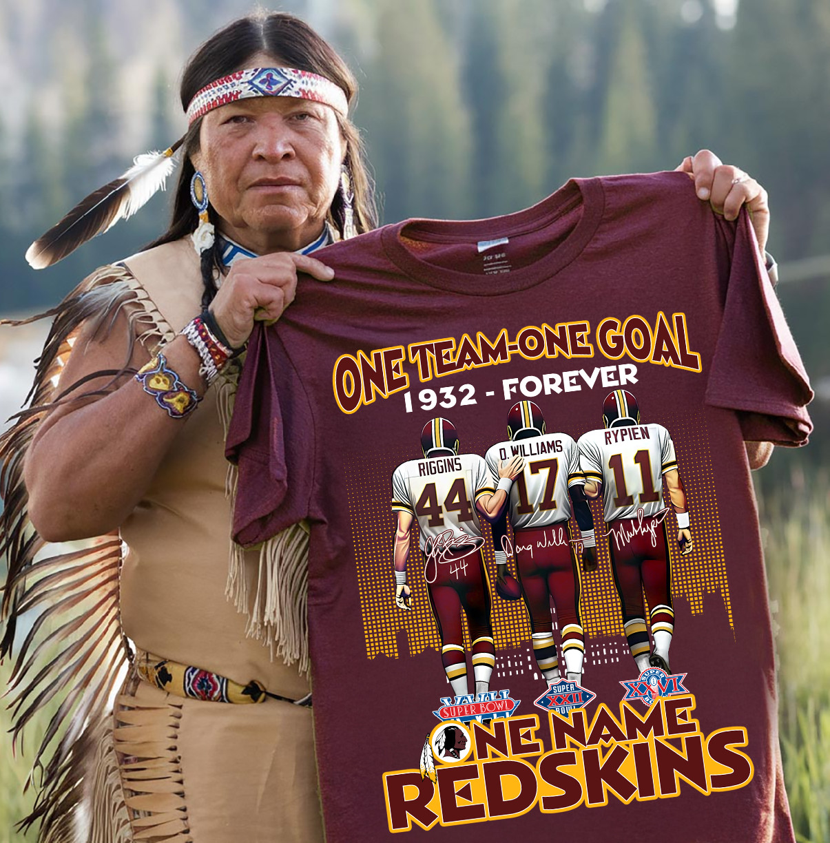 1932-Forever One Team One Goal One Name Redskins T-Shirt Gifts For Football Fans