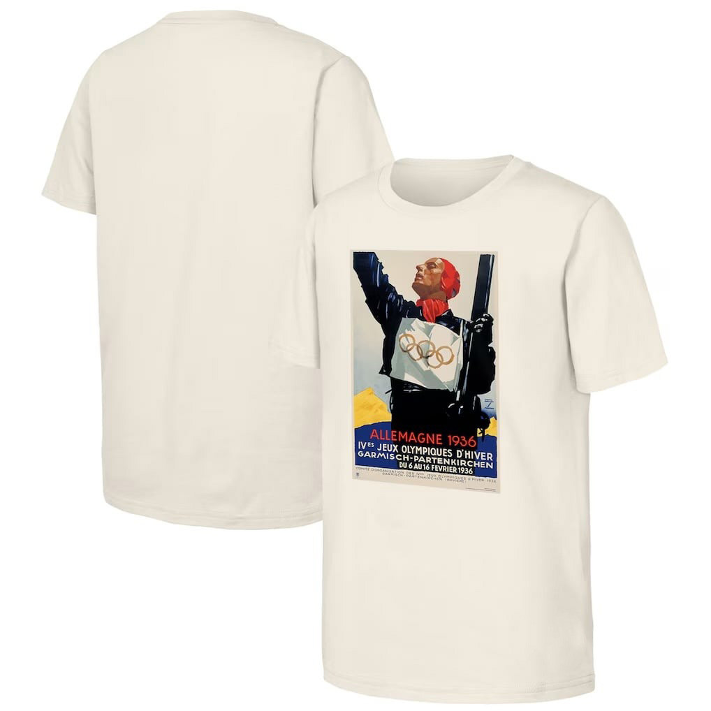 1936 Allemagne Winter Olympics Games Vintage Poster Graphic T-Shirt Germany Heritage Natural Tee