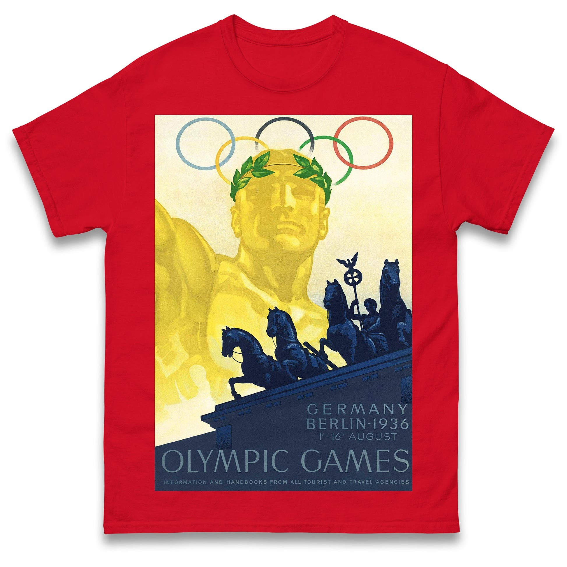 1936 Berlin Olympic Games Vintage Poster Graphic T-Shirt Germany Olympics Heritage Gift Red