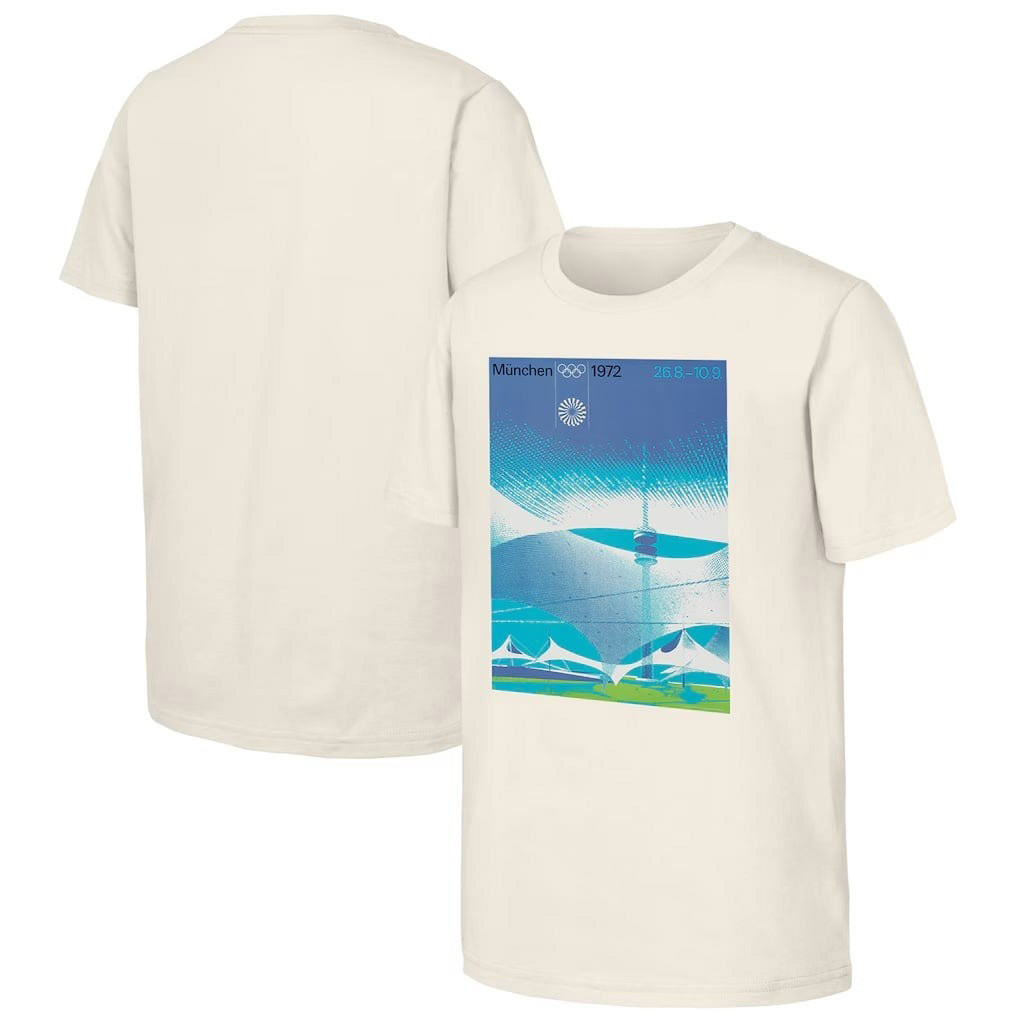 1972 Munich Olympic Games Vintage Poster Graphic T-Shirt Germany Olympics Heritage Natural Tee