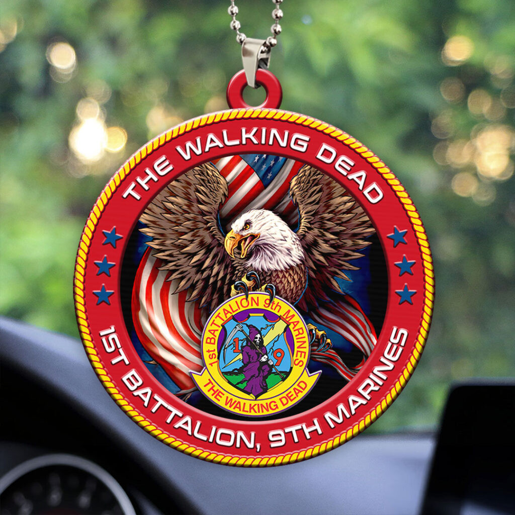 1st Battalion 9th Marines Car Ornament The Walking Dead Car Hanging Gifts For Veterans