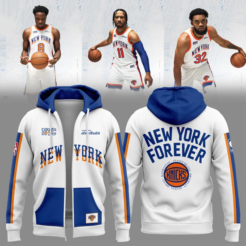 2024 25 New York Knicks Nike City Zip Hoodie Unique Gifts For Basketball Lovers