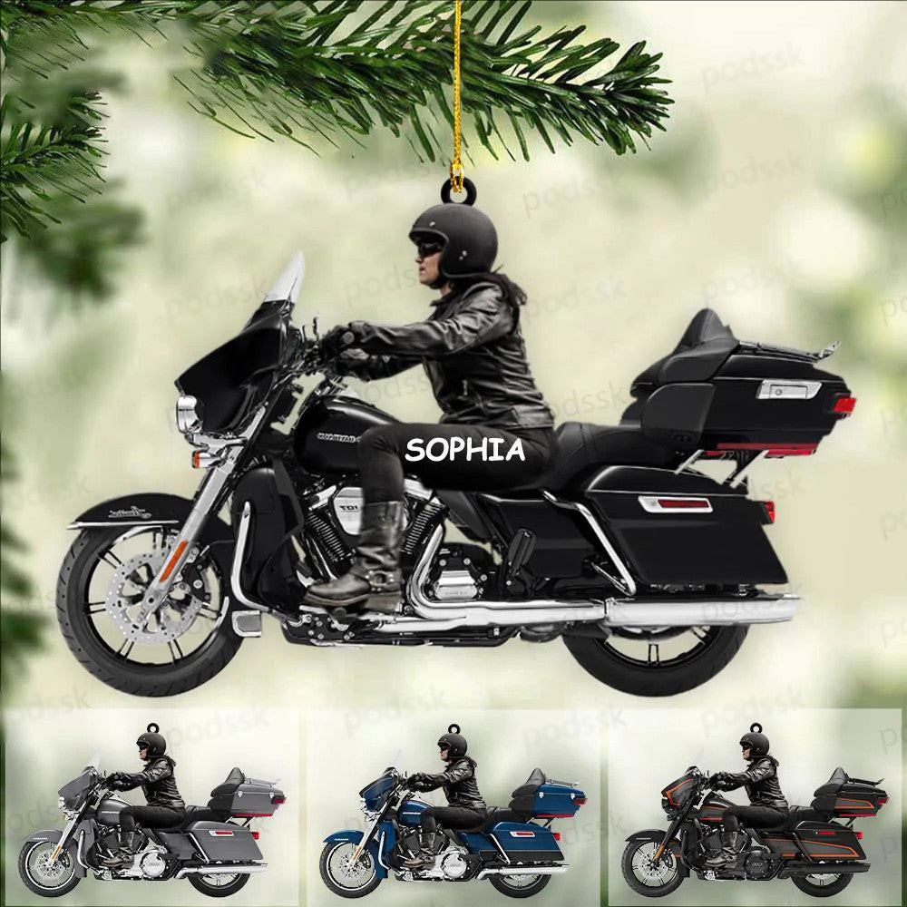 2024 Personalized Biker Woman Harley Motorcycle Christmas Ornament for Biker Gangster Lovers Gift for Wife