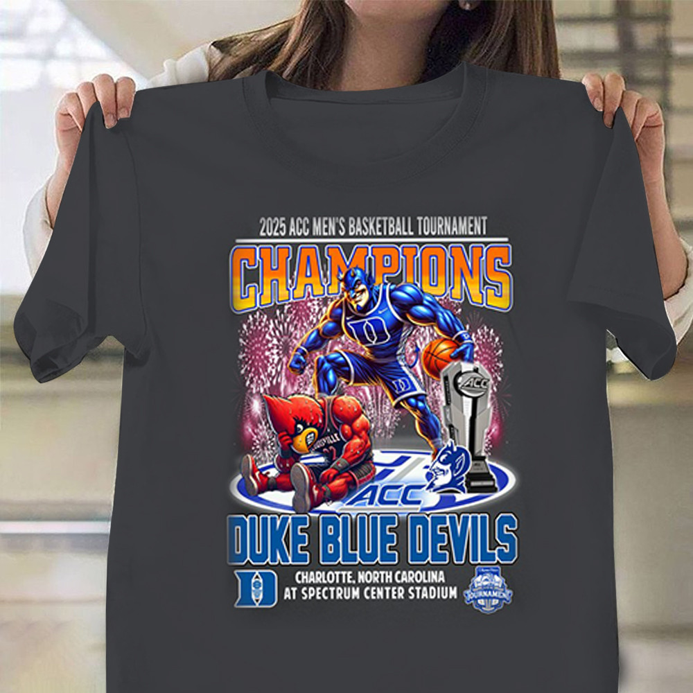 2025 ACC Men's Basketball Tournament Champions Duke Blue Devils Mascot Shirt Gifts For Fans