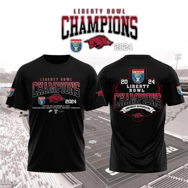 2025 Arkansas Razorback Liberty Bowl Champions T-Shirt Good Gifts For Hockey Fans