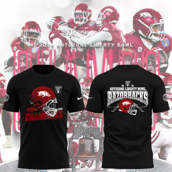 2025 Arkansas Razorbacks Shirt Arkansas Razorback Liberty Bowl Champions T-Shirt Birthday Gifts For Hockey Fans