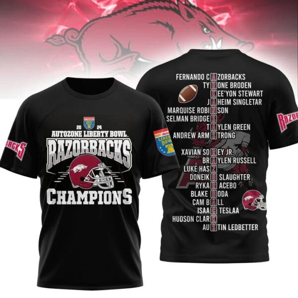 2025 Arkansas Razorbacks Shirt Arkansas Razorback Liberty Bowl Champions T-Shirt Presents For Son