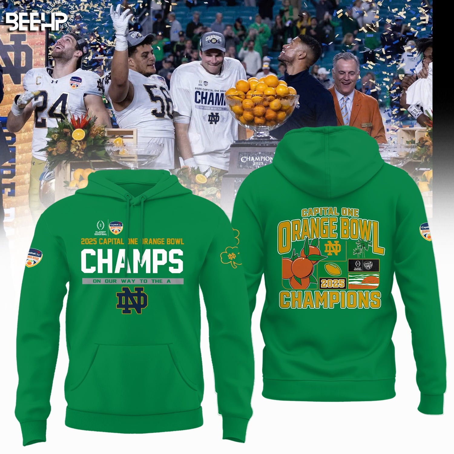 2025 Capital One Orange Bowl Champions Notre Dame Fighting Irish Hoodie Good Football Gifts