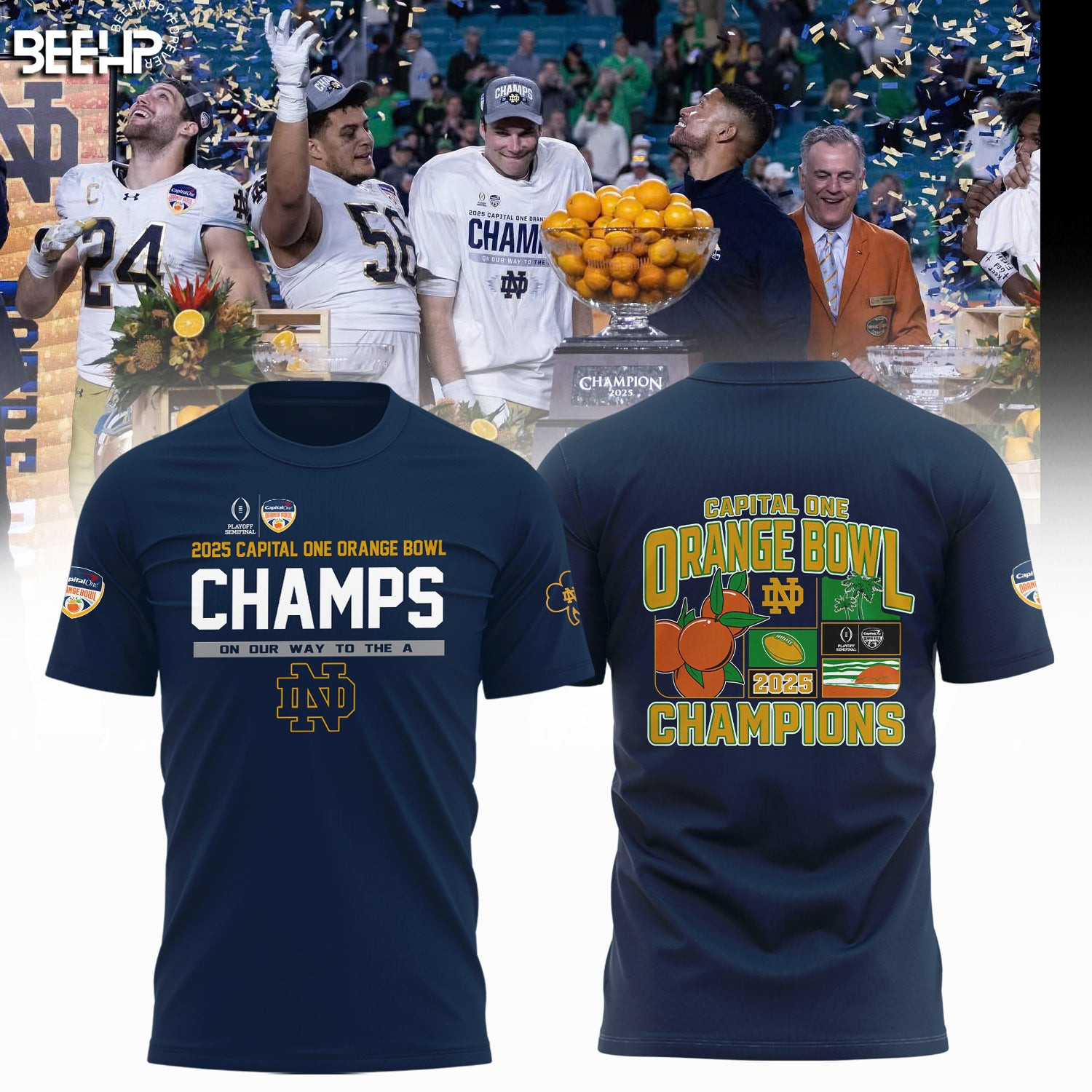 2025 Capital One Orange Bowl Champs Notre Dame T-Shirt Football Fan Gift Ideas